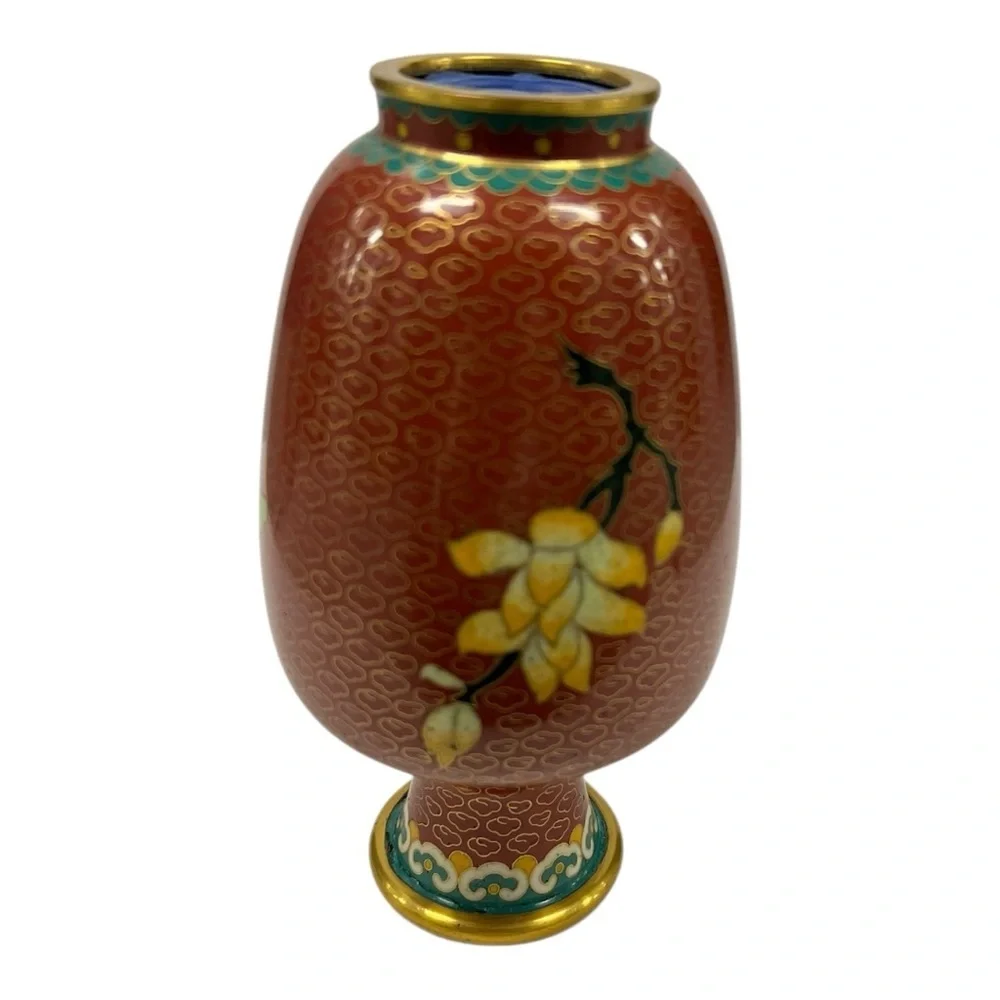 Elegant Floral Cloisonné Vase